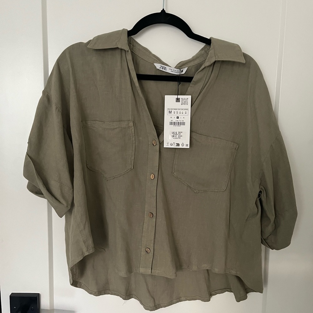 Zara Olive Green Women's Top
